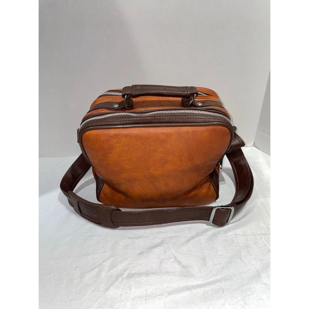 Vintage Style Brown Faux Leather Camera Bag Travel Utility Case Shoulder Strap